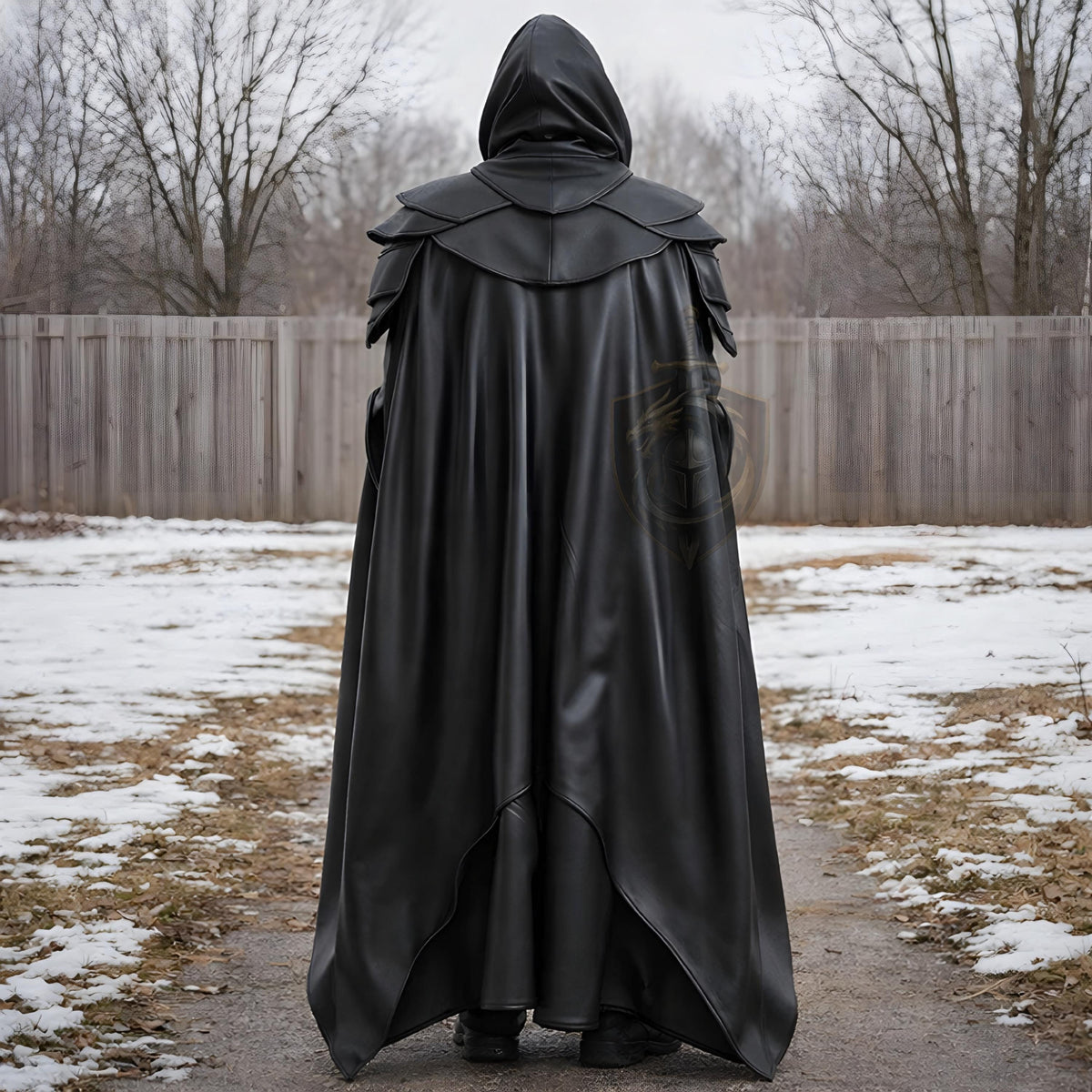 Black Hooded Leather Armor Medieval Dark Knight Cosp