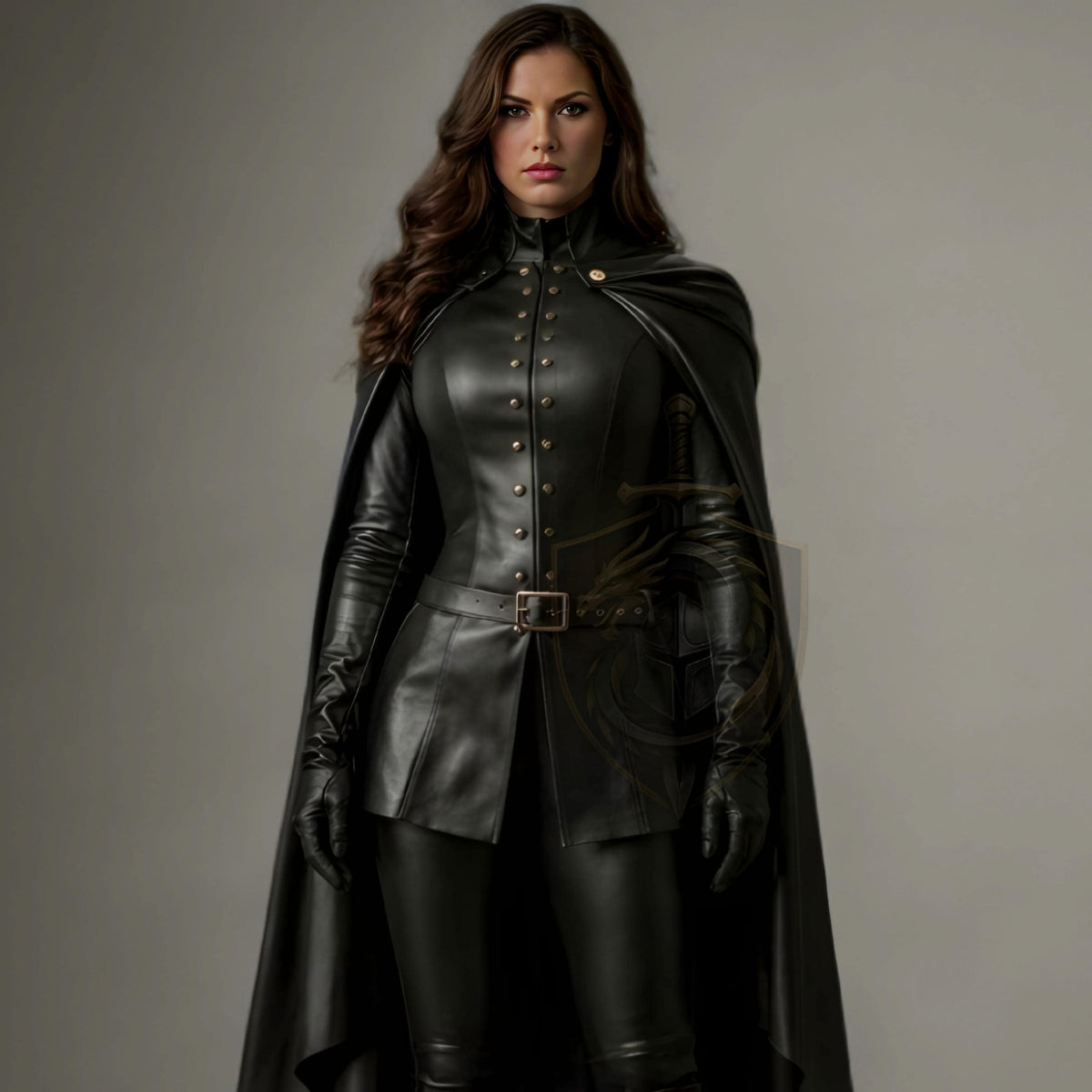Women's Black Leather Warrior Armor for LARP & Cosplay - Verlain London