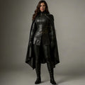 Women's Black Leather Warrior Armor for LARP & Cosplay - Verlain London