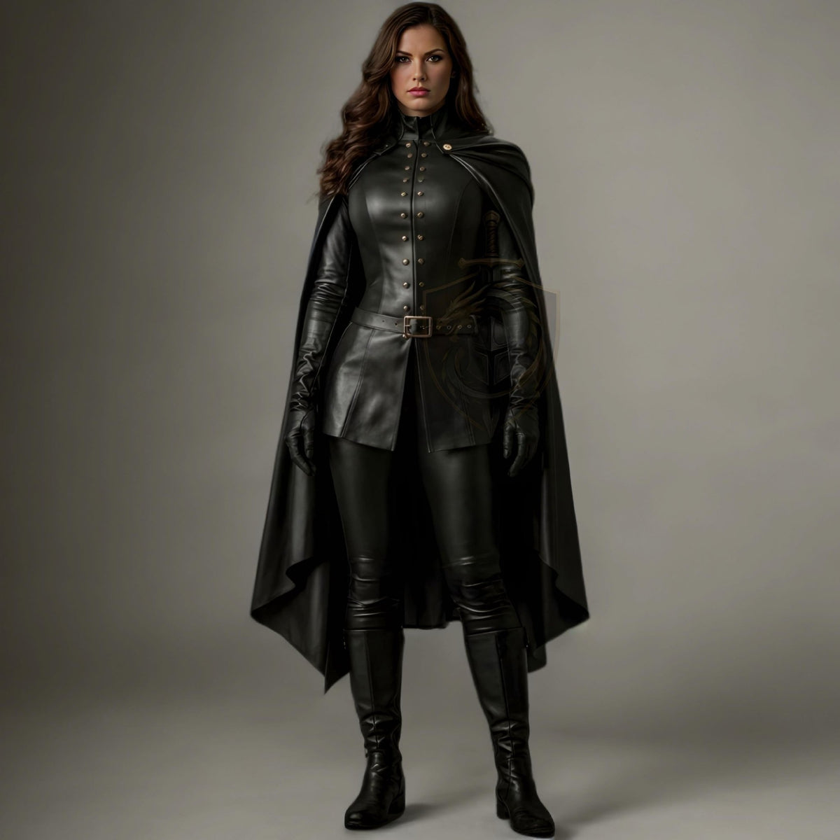 Women's Black Leather Warrior Armor for LARP & Cosplay - Verlain London
