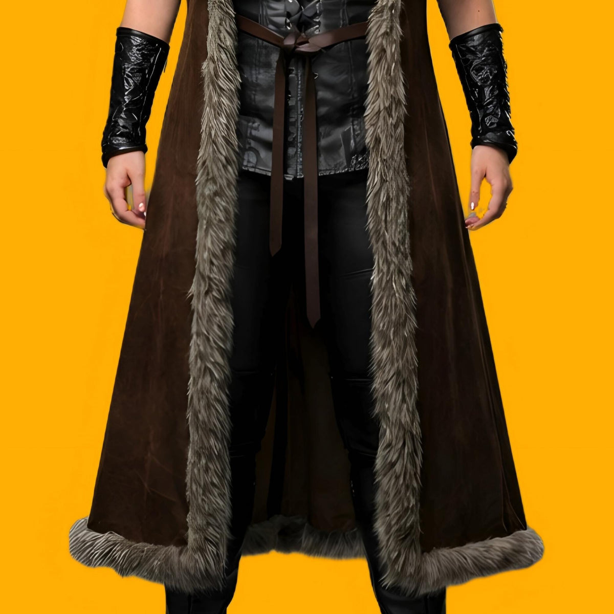 Women Medieval Fur Coat Viking Warrior Costume Norse