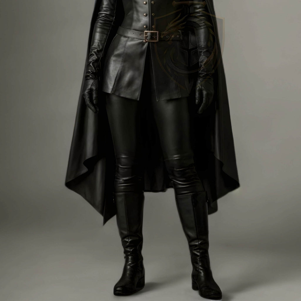 Women's Black Leather Warrior Armor for LARP & Cosplay - Verlain London