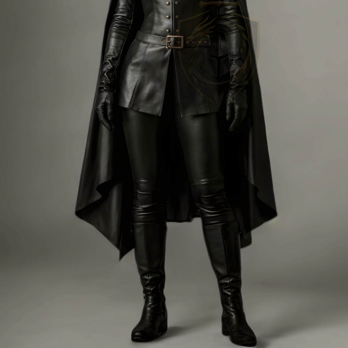 Women's Black Leather Warrior Armor for LARP & Cosplay - Verlain London