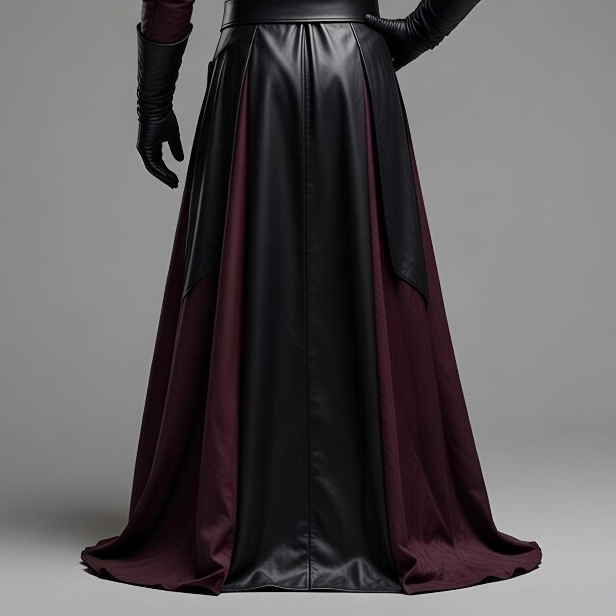 Dark Fantasy Hooded Leather Coat – Black & Purple Gothic Assassin Robe - Verlain London