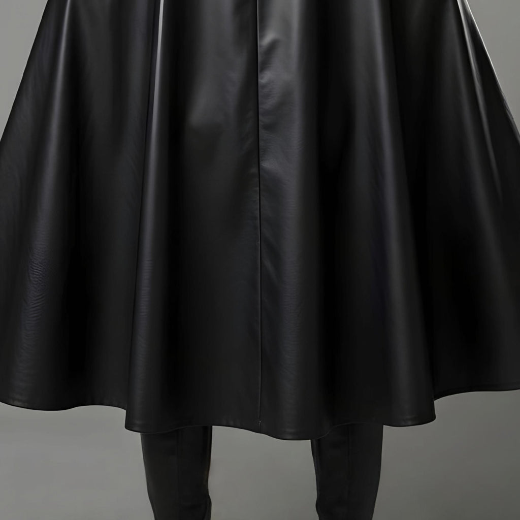 Men's Black Leather Hooded Cloak Cape Fantasy Assass