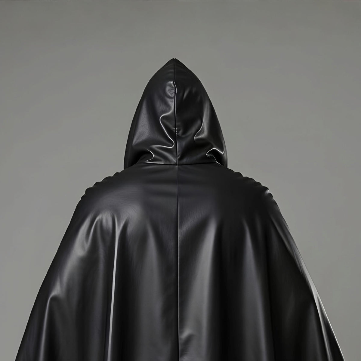Men's Black Leather Hooded Cloak Cape Fantasy Assass