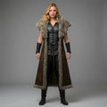 Women Medieval Fur Coat Viking Warrior Costume Norse