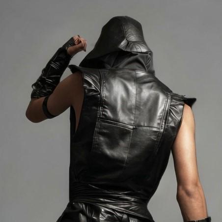 Black Shinobi Ninja Real Leather Costume – Hooded Assassin Cosplay Outfit - Verlain London