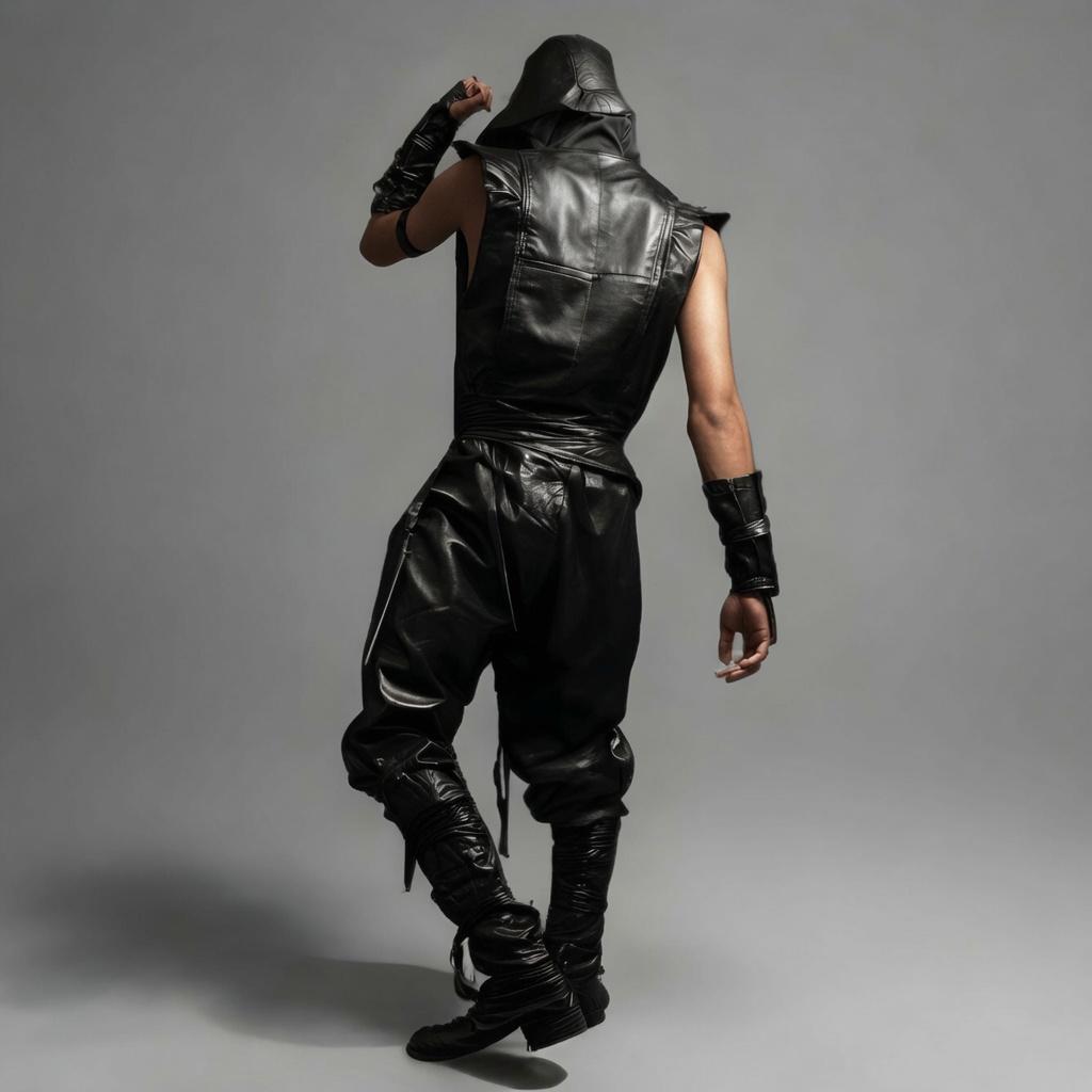 Black Shinobi Ninja Real Leather Costume – Hooded Assassin Cosplay Outfit - Verlain London