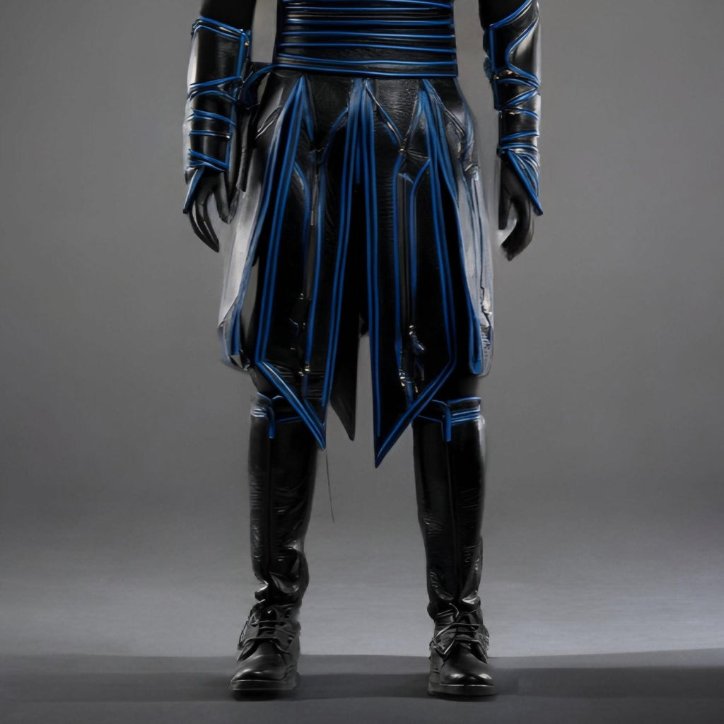 Cyber Ninja Assassin Armor – Black & Blue Hooded Cyberpunk Cosplay Costume - Verlain London