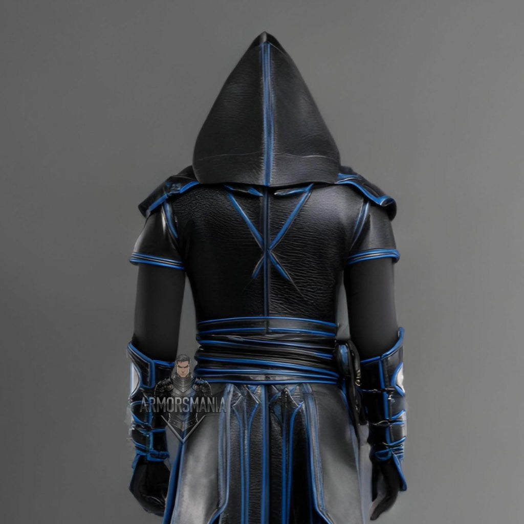 Cyber Ninja Assassin Armor – Black & Blue Hooded Cyberpunk Cosplay Costume - Verlain London