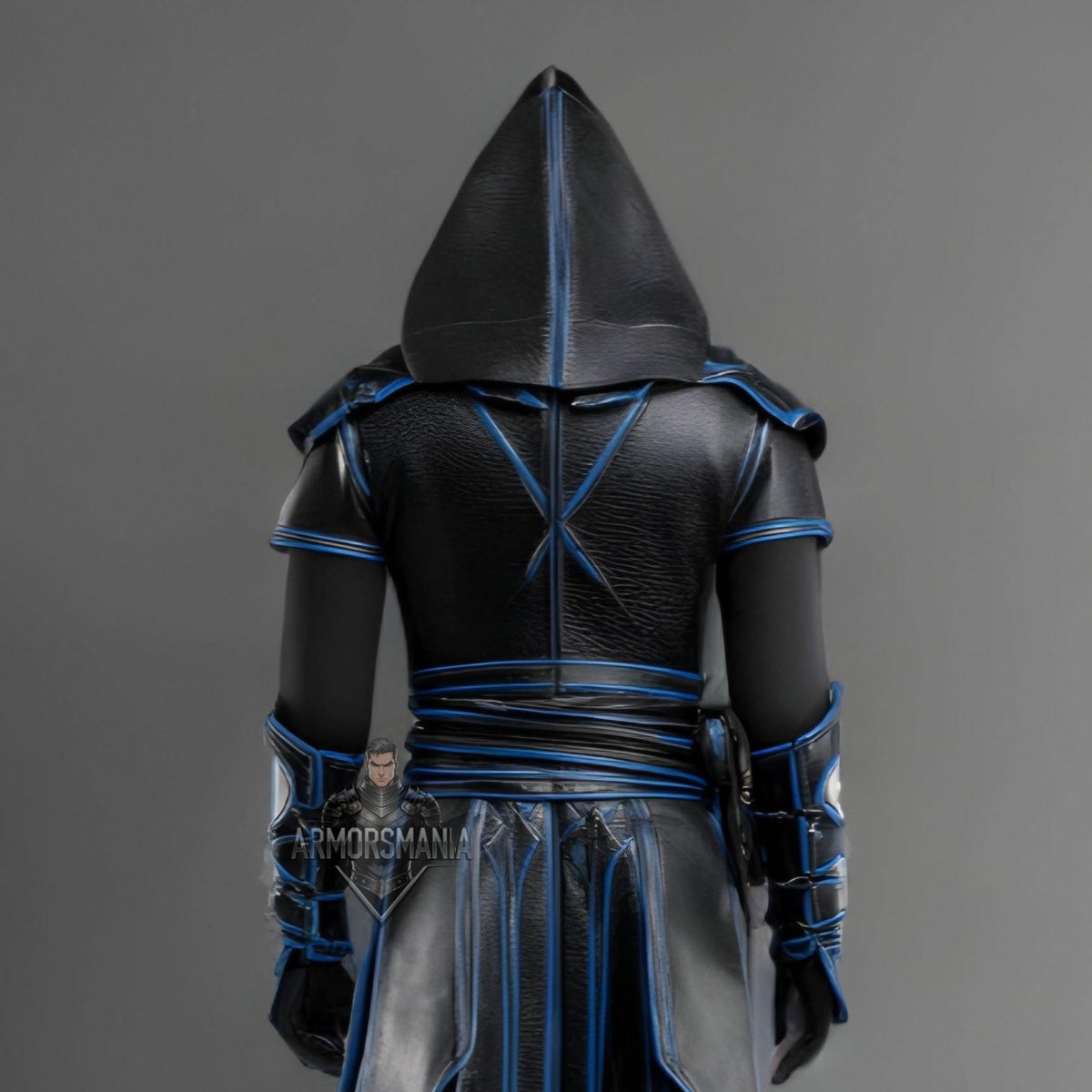 Cyber Ninja Assassin Armor – Black & Blue Hooded Cyberpunk Cosplay Costume - Verlain London