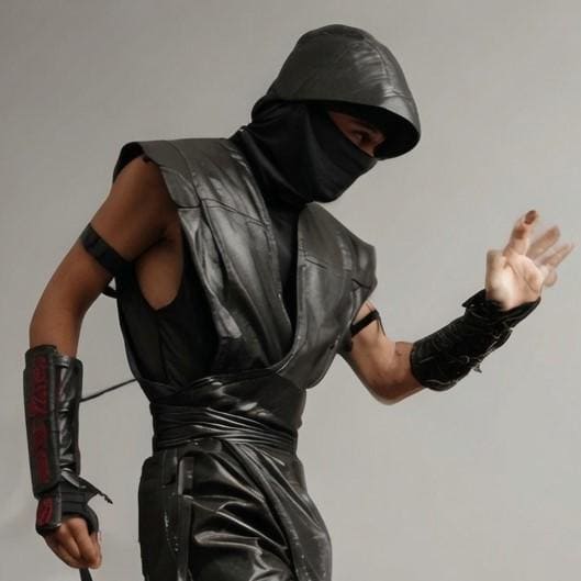 Black Shinobi Ninja Real Leather Costume – Hooded Assassin Cosplay Outfit - Verlain London