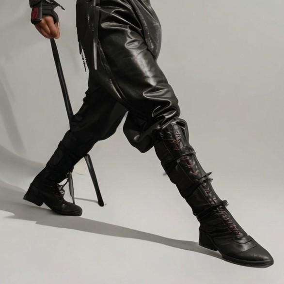 Black Shinobi Ninja Real Leather Costume – Hooded Assassin Cosplay Outfit - Verlain London