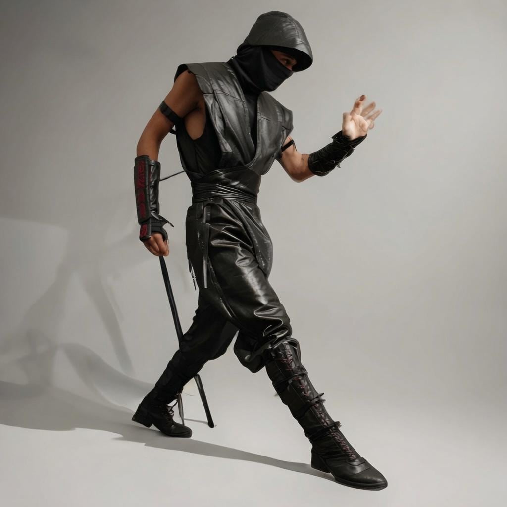 Black Shinobi Ninja Real Leather Costume – Hooded Assassin Cosplay Outfit - Verlain London