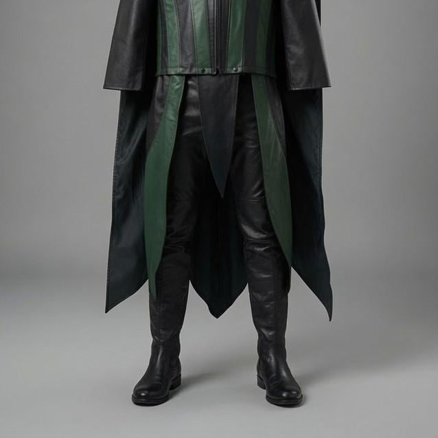 Dark Leather Hooded Cape