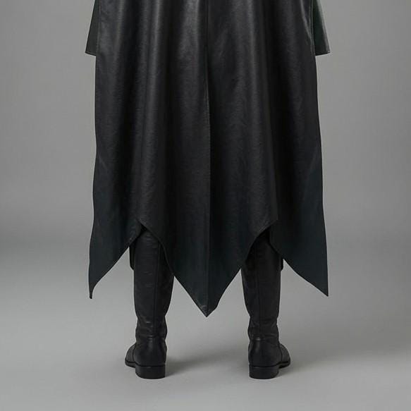 Dark Leather Hooded Cape