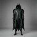 Dark Leather Hooded Cape