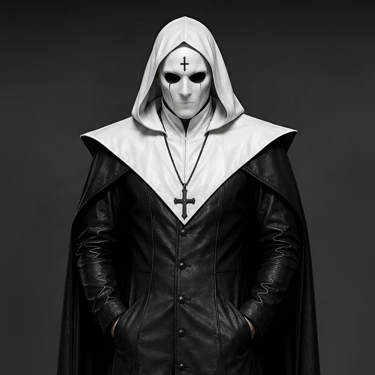 Black Gothic Nun Costume with Hooded Cloak – Women's Halloween Cosplay - Verlain London