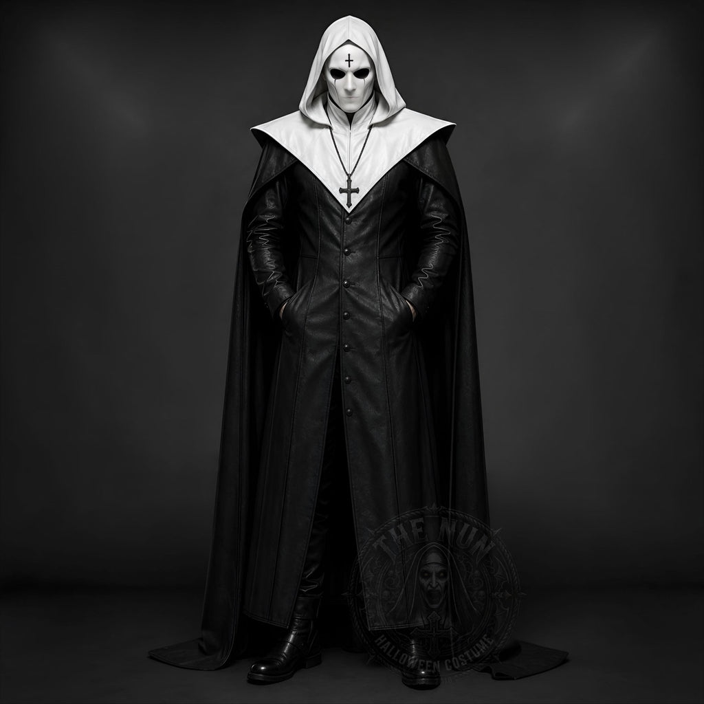 Black Gothic Nun Costume with Hooded Cloak – Women's Halloween Cosplay - Verlain London