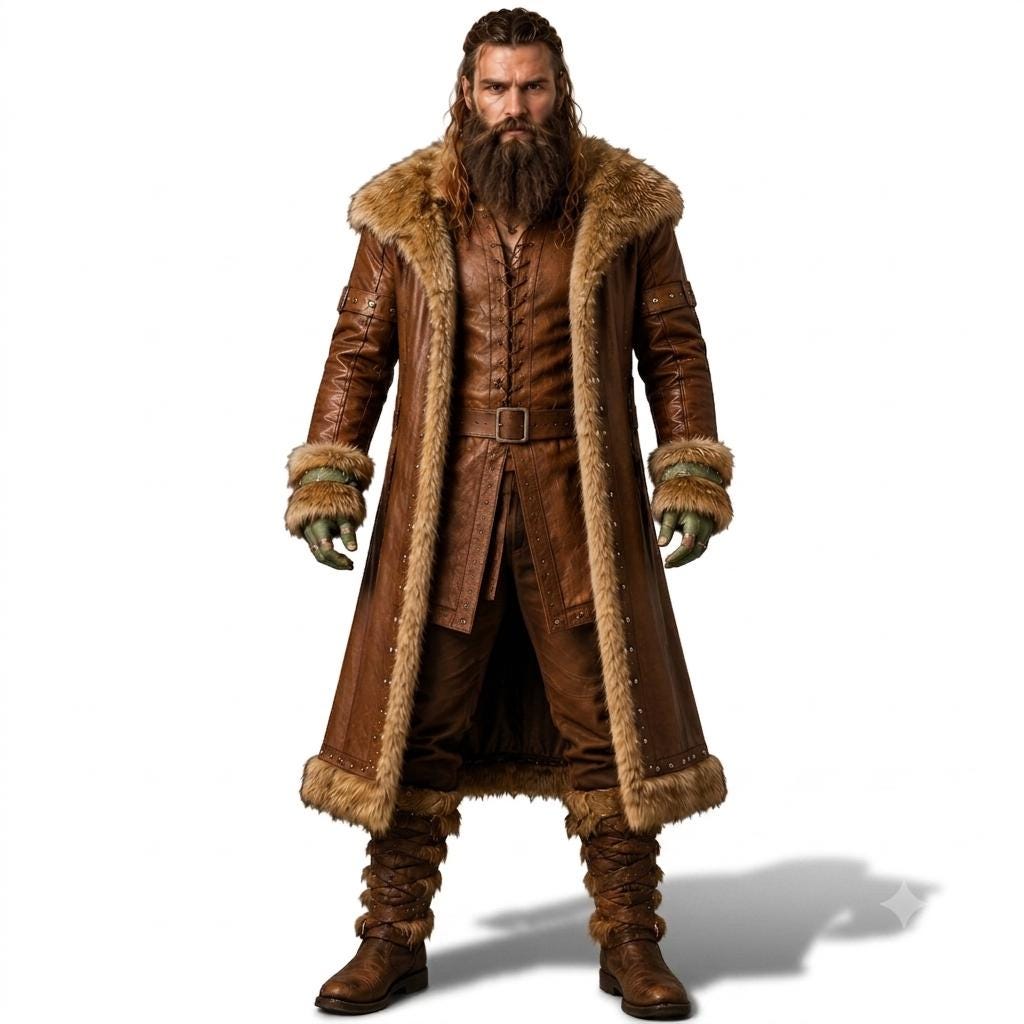 Viking Leather Fur Coat