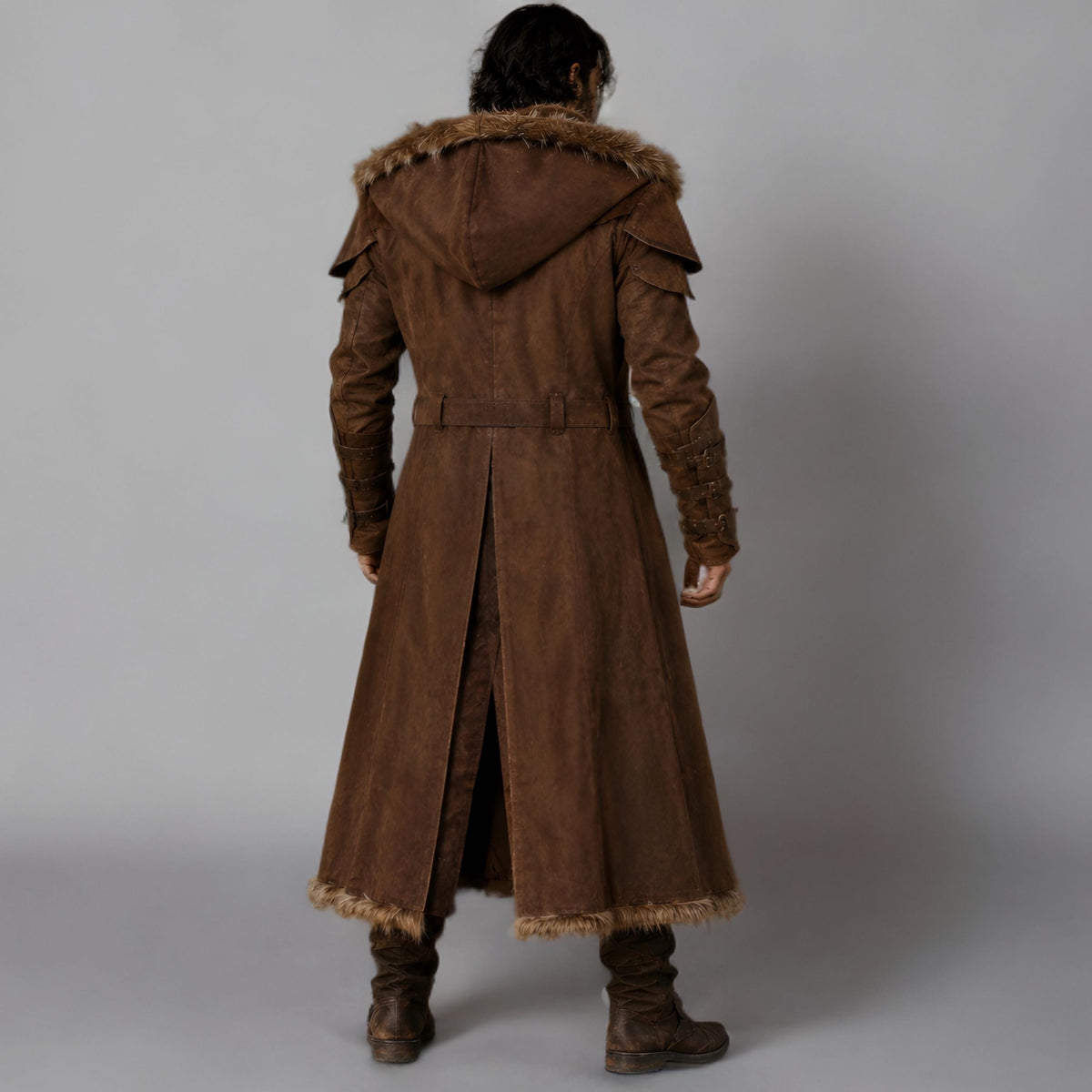 Suede Leather Viking Medieval Fur Coat