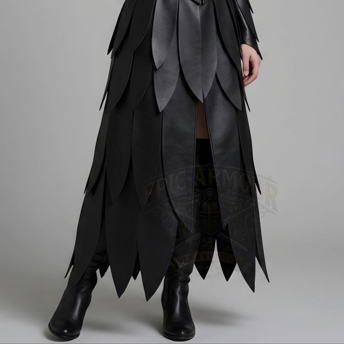 Women's Black Leather Warrior Dress