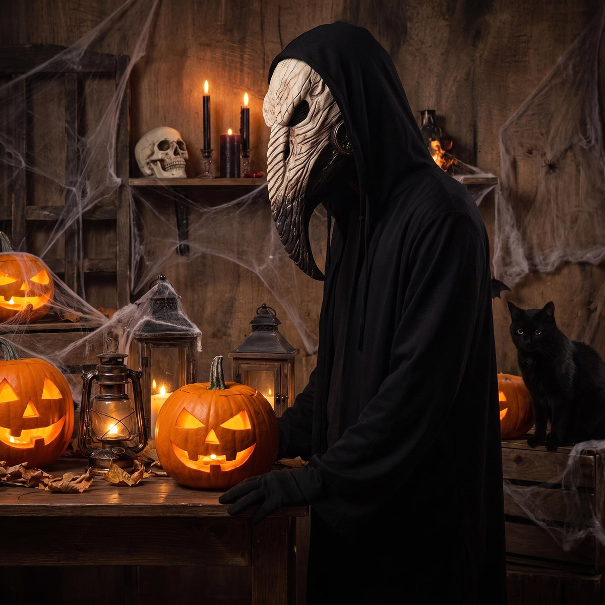 Plague Doctor Mask Halloween Costume Bird Beak Hoode