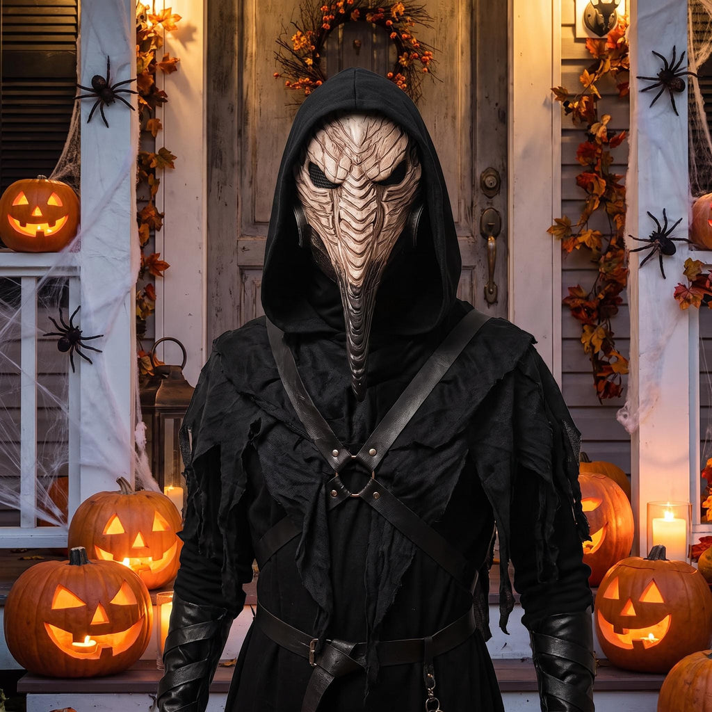 Plague Doctor Mask Halloween Costume Bird Beak Hoode