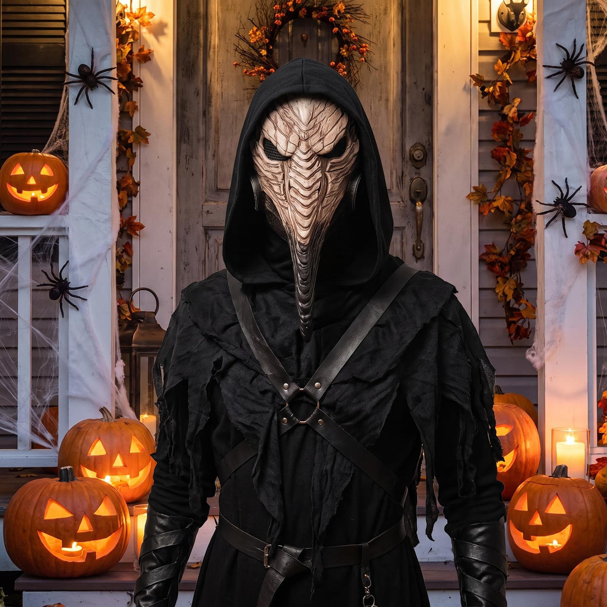 Plague Doctor Mask Halloween Costume Bird Beak Hoode