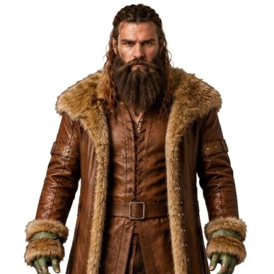 Viking Leather Fur Coat