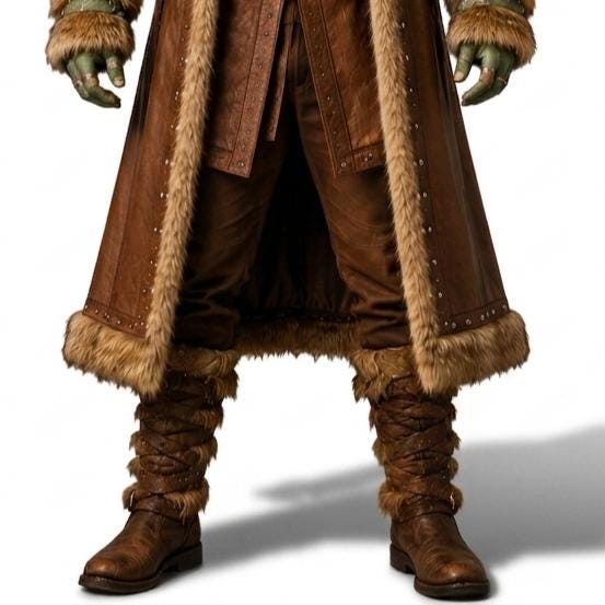 Viking Leather Fur Coat