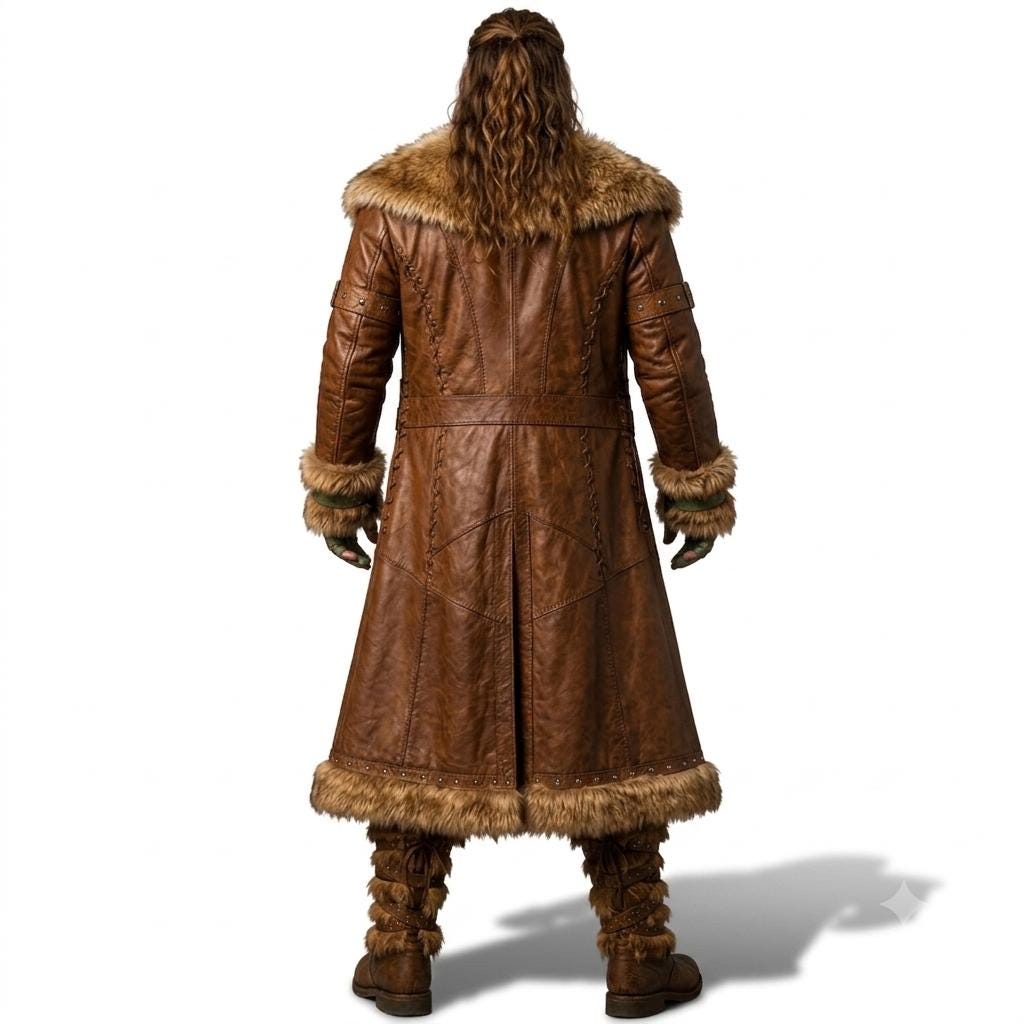 Viking Leather Fur Coat