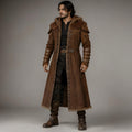 Suede Leather Viking Medieval Fur Coat