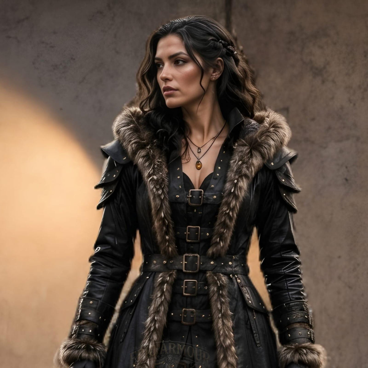 Girls Viking Medieval Leather Coat