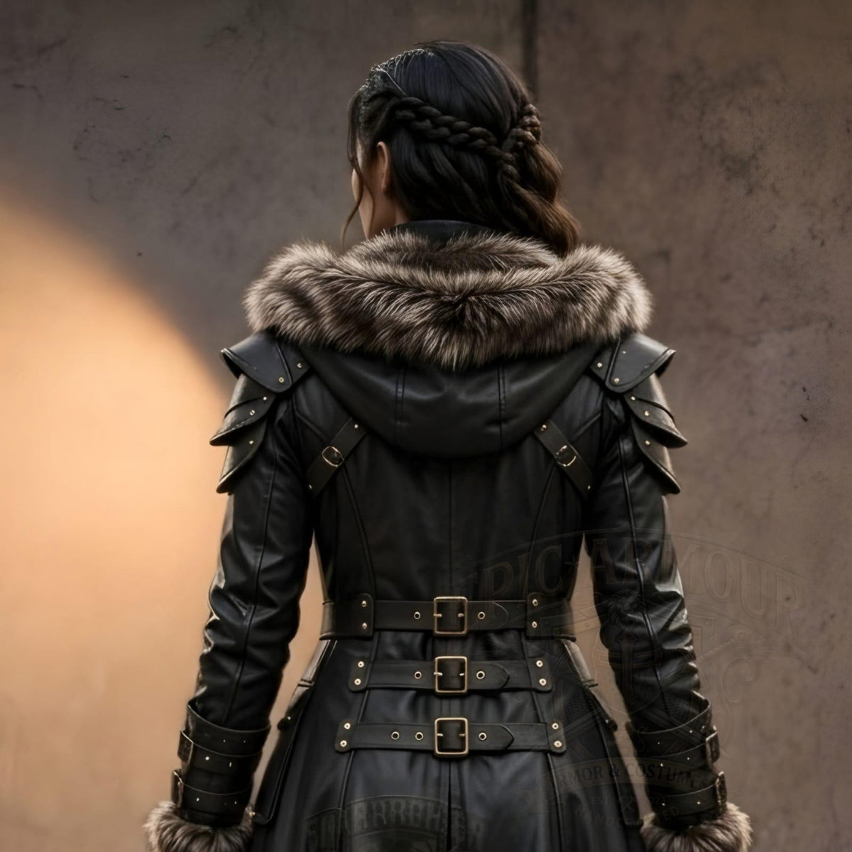 Girls Viking Medieval Leather Coat