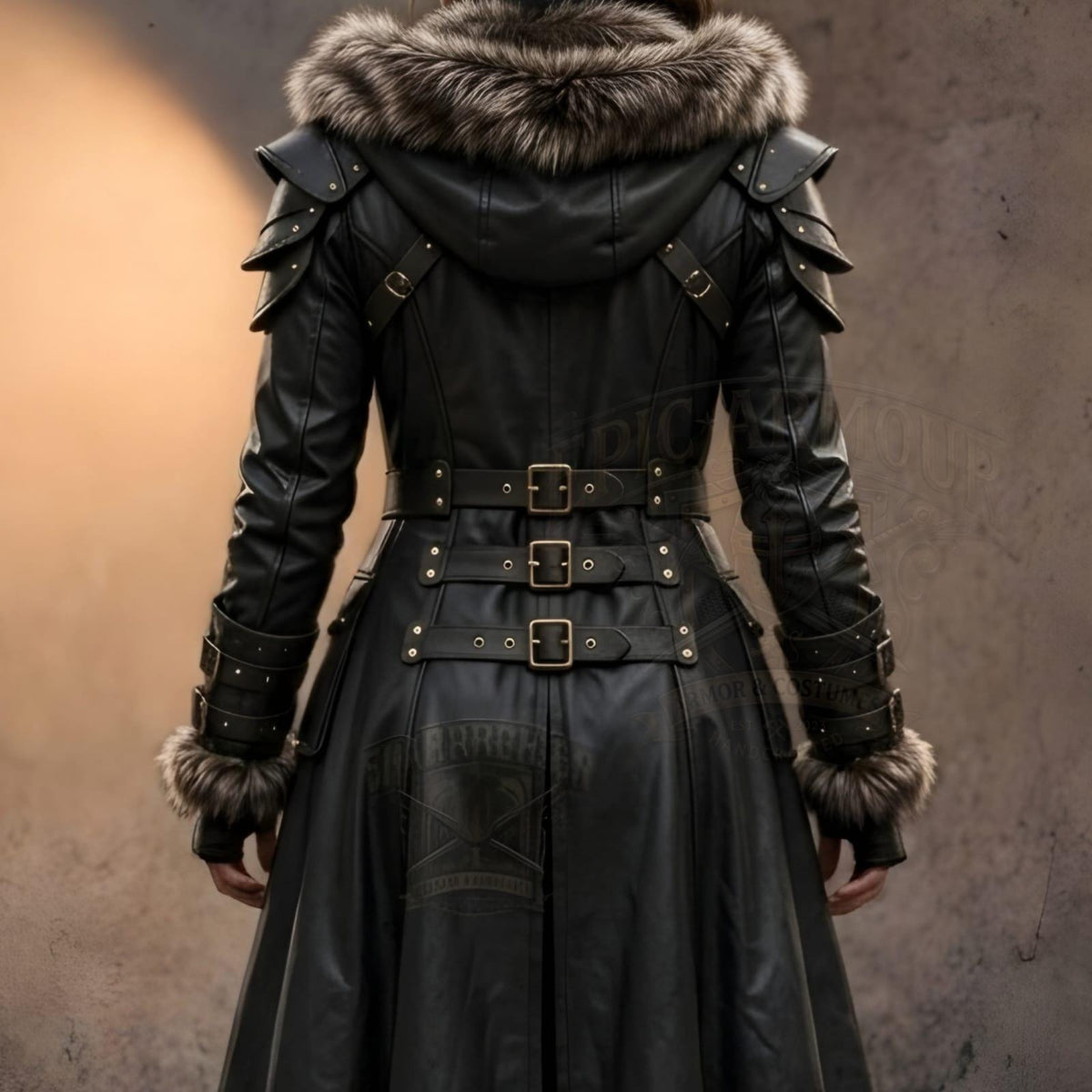 Girls Viking Medieval Leather Coat