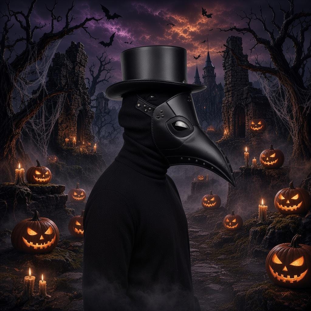 Plague Doctor Mask Black PU Leather Long Beak Hallow