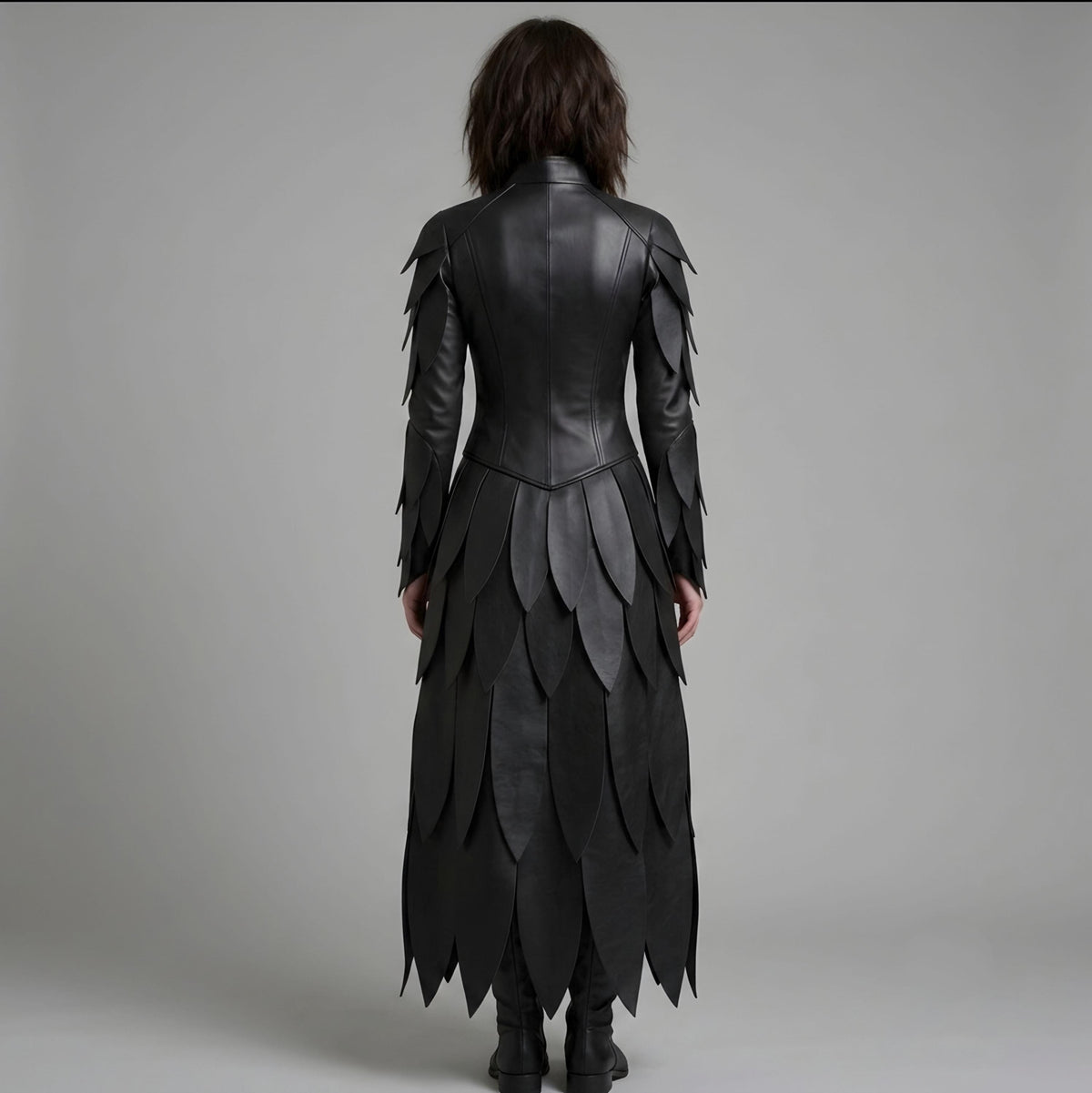 Women's Black Leather Warrior Dress