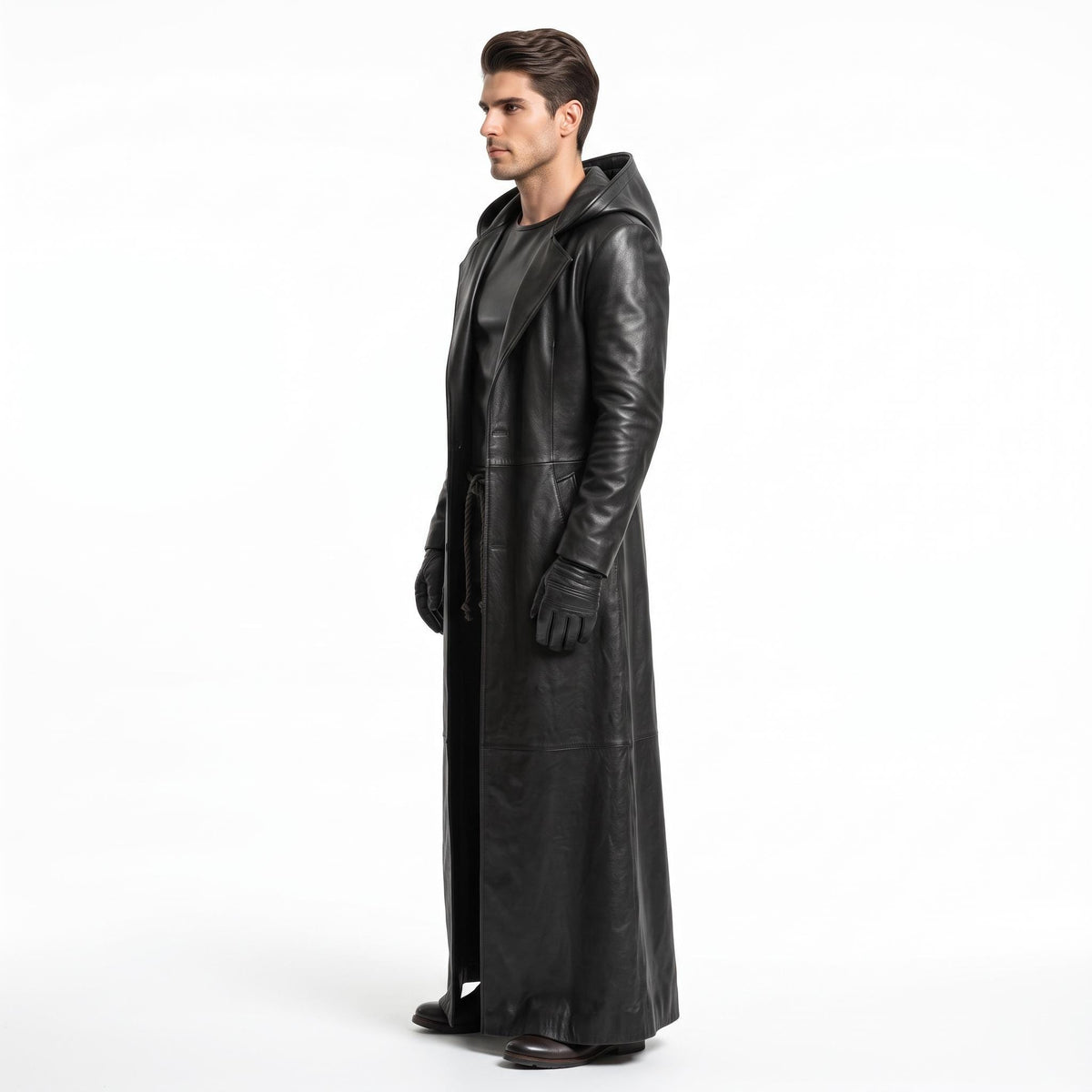 Genuine Leather Hooded Robe Coat (Halloween Costume) - Verlain London