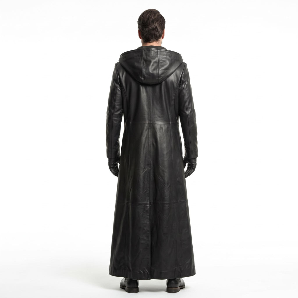 Genuine Leather Hooded Robe Coat (Halloween Costume) - Verlain London