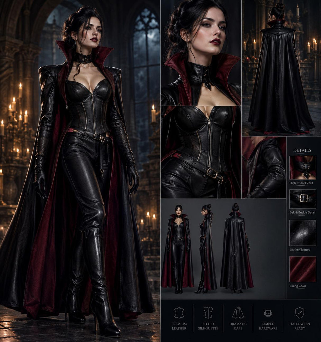Women's Genuine Leather Vampire Countess Costume - Verlain London