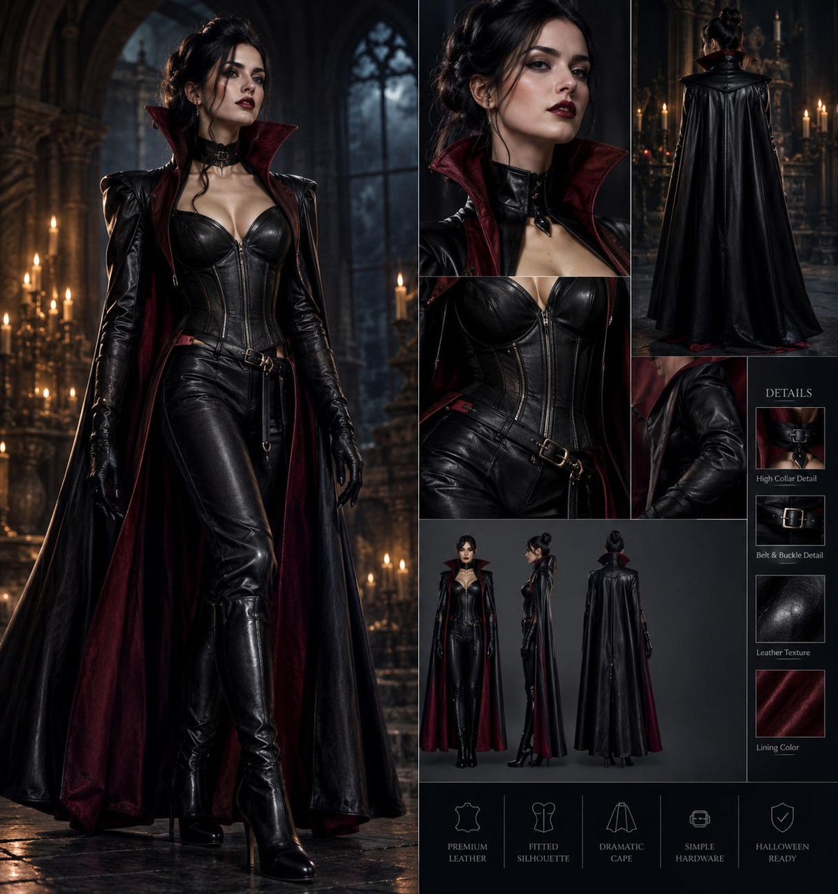 Women's Genuine Leather Vampire Countess Costume - Verlain London