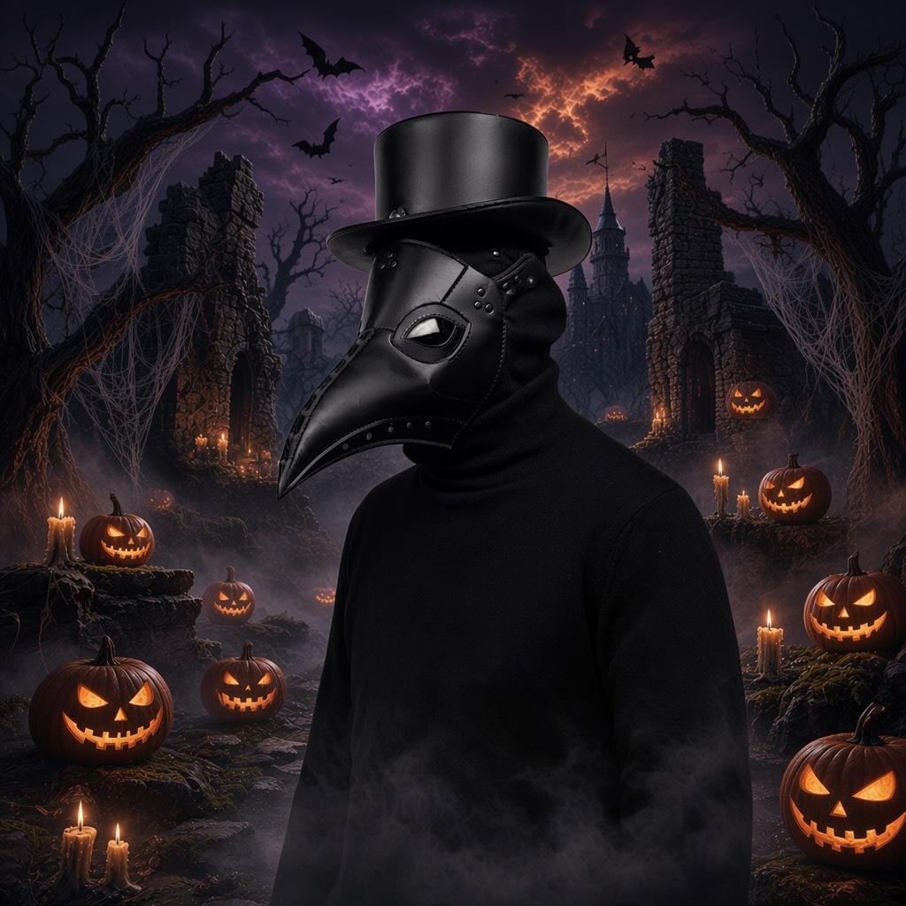 Plague Doctor Mask Black PU Leather Long Beak Hallow