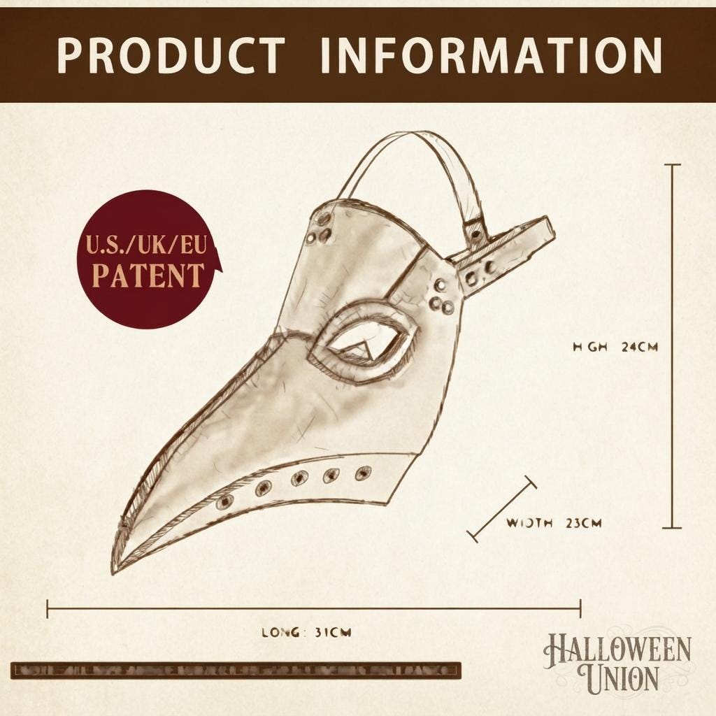 Black Plague Doctor Mask with Beak – Steampunk Gothic Halloween Mask - Verlain London