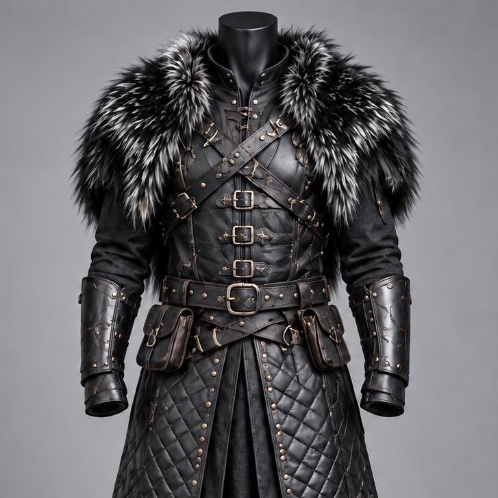 Men’s Black Viking Leather Armour Coat