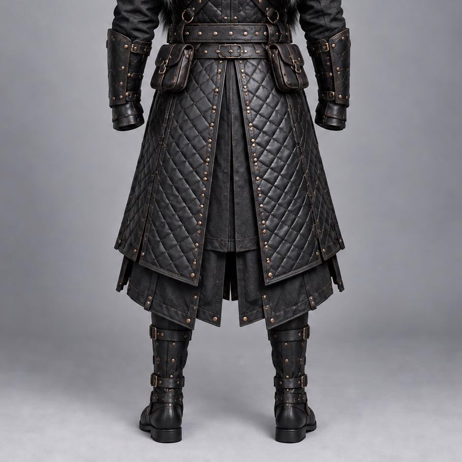 Men’s Black Viking Leather Armour Coat