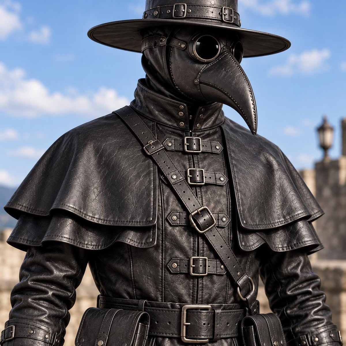 Medieval Men’s Plague Doctor Trench Black Leather Co
