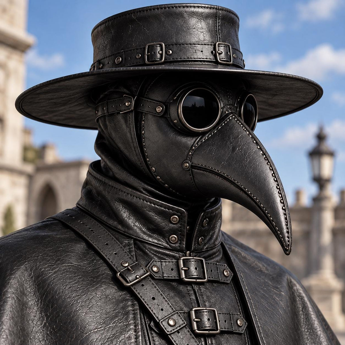 Medieval Men’s Plague Doctor Trench Black Leather Co