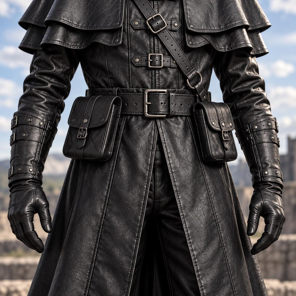 Medieval Men’s Plague Doctor Trench Black Leather Co